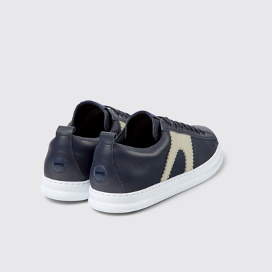 Back view of Runner Blue leather sneakers for men