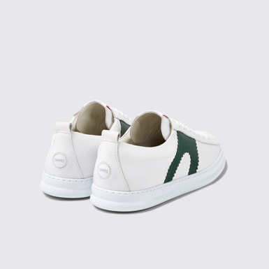 Back view of Runner White leather sneakers for men