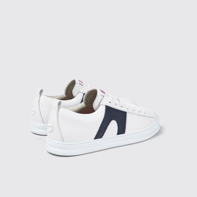 Back view of Runner White Leather Sneaker for Men