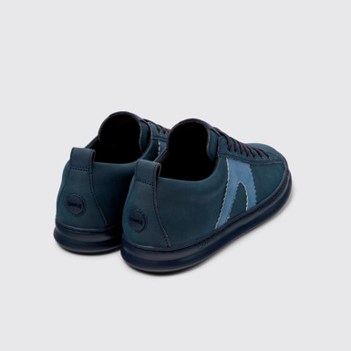 Back view of Runner Blue Recycled Leather Men's Sneakers.