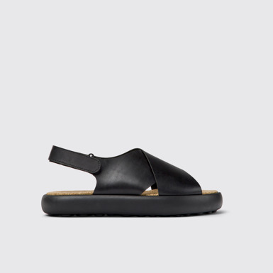 Side view of Pelotas Flota Black leather sandals for men
