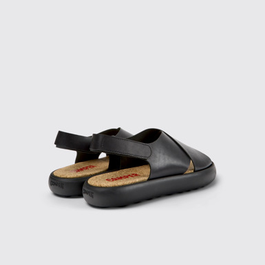 Back view of Pelotas Flota Black leather sandals for men