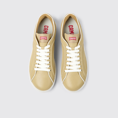 Overhead view of Pelotas XLite Beige leather sneakers for men