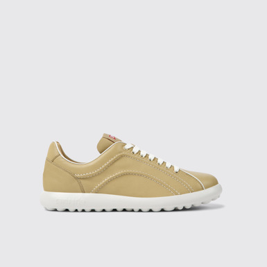 Side view of Pelotas XLite Beige leather sneakers for men