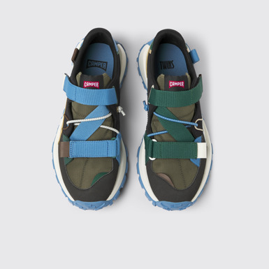 Overhead view of Twins Multicolored textile and nubuck sneakers for men