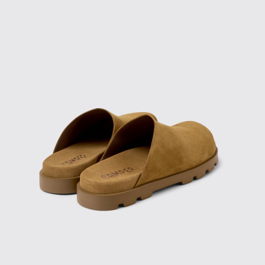 Back view of Brutus Sandal Brown leather clogs for men