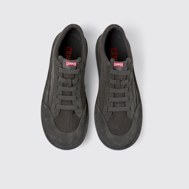 Overhead view of Beetle Gray textile and nubuck shoes for men