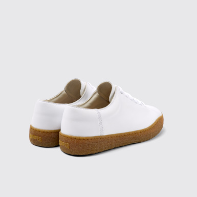 Back view of Peu Terreno White leather shoes for men