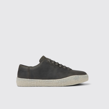 Side view of Peu Terreno Gray leather shoes for men