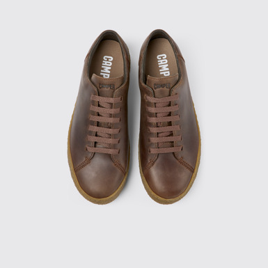 Overhead view of Peu Terreno Brown leather shoes for men