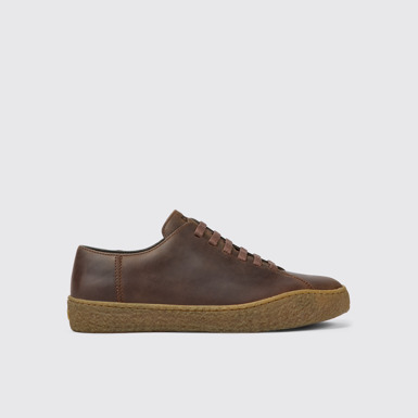 Side view of Peu Terreno Brown leather shoes for men