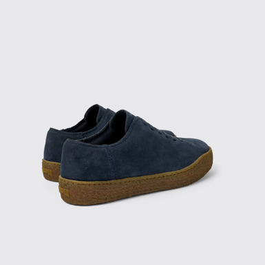Back view of Peu Terreno Blue Nubuck Shoes for Men.