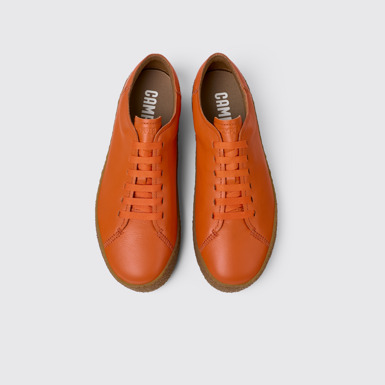Overhead view of Peu Terreno Orange leather shoes for men