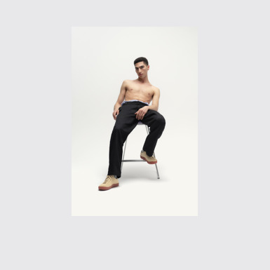 A model wearing Peu Terreno Beige Nubuck Shoes for Men.