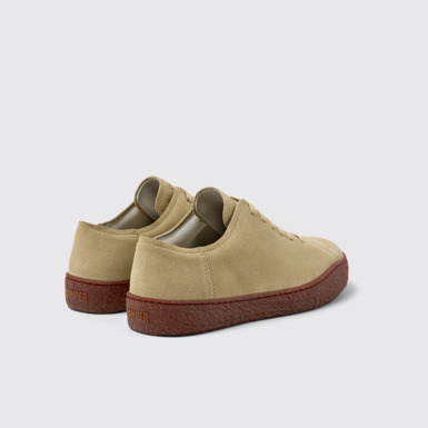 Back view of Peu Terreno Beige Nubuck Shoes for Men.