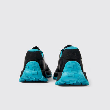 Back view of Drift Trail VIBRAM Black leather and nubuck sneakers for men
