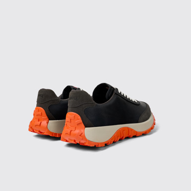 Back view of Drift Trail VIBRAM Black textile and nubuck sneakers for men