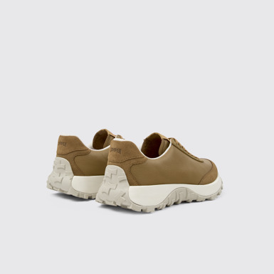 Back view of Drift Trail VIBRAM Brown leather and nubuck sneakers for men