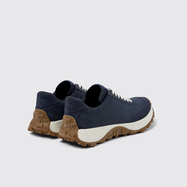 Back view of Drift Trail VIBRAM Blue Nubuck and Textile Sneakers for Men.