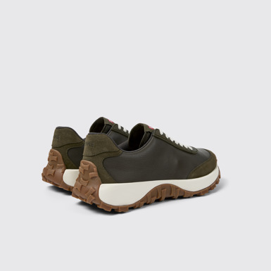 Back view of Drift Trail VIBRAM Green textile and nubuck sneakers for men