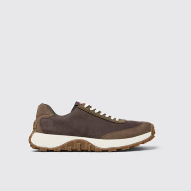 Side view of Drift Trail Brown Nubuck Sneakers for Men.