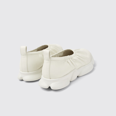 Back view of Karst White leather ballerinas for men