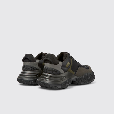 Back view of Pelotas Mars Black textile and nubuck sneakers for men