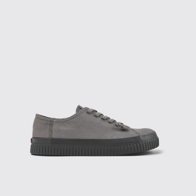 Side view of Peu Roda Gray recycled cotton sneakers for men
