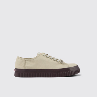 Side view of Peu Roda Gray recycled cotton sneakers for men
