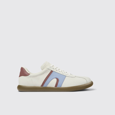 Side view of Twins White Leather Sneaker for Men