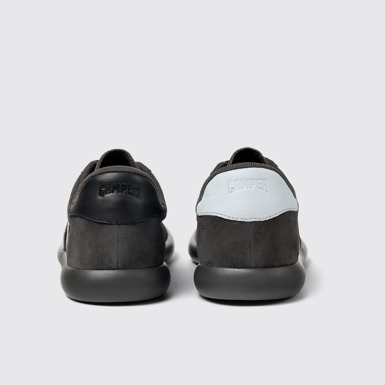 Back view of Twins Gray-black Nubuck/Leather Sneaker for Men
