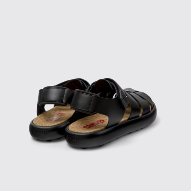 Back view of Pelotas Flota Black Leather Sandals for Men.