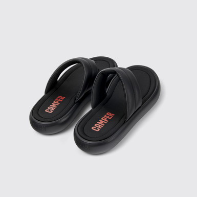 Back view of Pelotas Flota Black Leather Flip-Flop for Men