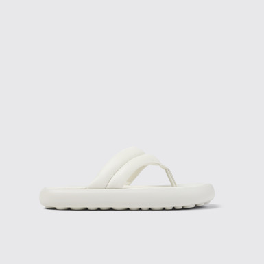 Side view of Pelotas Flota White Leather Flip-Flop for Men