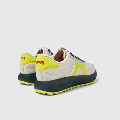 Back view of Pelotas Athens Gray-yellow Textile Sneaker for Men
