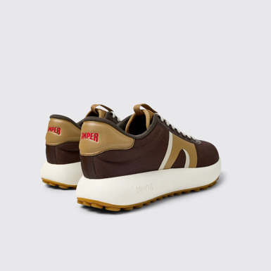 Back view of Pelotas Athens Brown Textile Sneaker for Men
