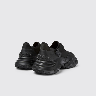 Back view of Pelotas Mars Black Textile/Leather Sneaker for Men