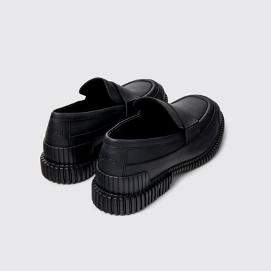 Back view of Pix Black Leather Mocasin Shoes for Men.