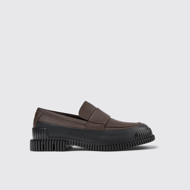 Side view of Pix Brown-black Leather Moccasin for Men