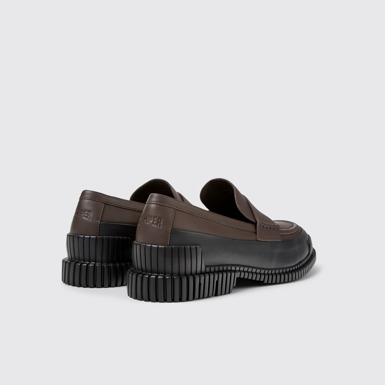 Back view of Pix Brown-black Leather Moccasin for Men