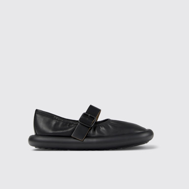 Side view of Aqua Black Leather Ballerina for Men