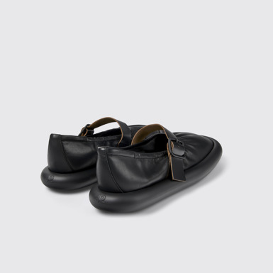 Back view of Aqua Black Leather Ballerina for Men