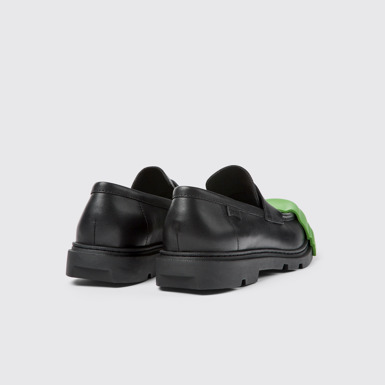Back view of Junction Black Leather Moccasin for Men