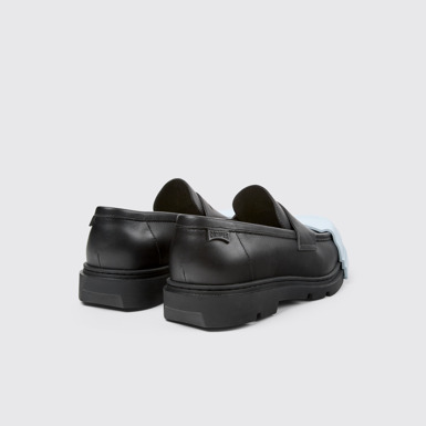 Back view of Junction Black Leather Moccasin for Men