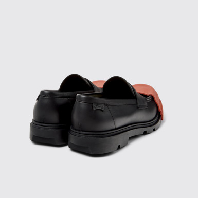 Back view of Junction Black Leather Mocasins for Men.