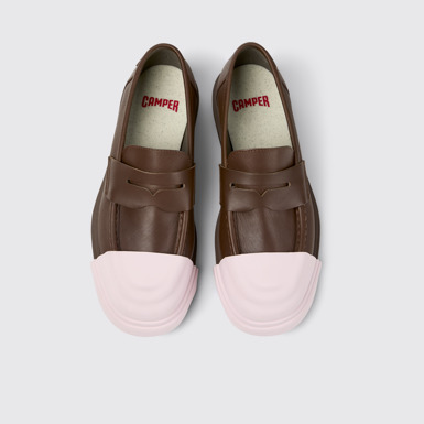 Overhead view of Junction Brown Leather Moccasins/Nautical Shoes for Men.