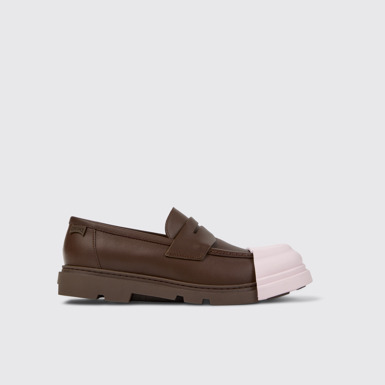 Side view of Junction Brown Leather Moccasins/Nautical Shoes for Men.