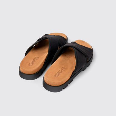 Back view of Brutus Sandal Black Textile Slide for Men