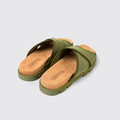 Back view of Brutus Sandal Green Textile Slide for Men