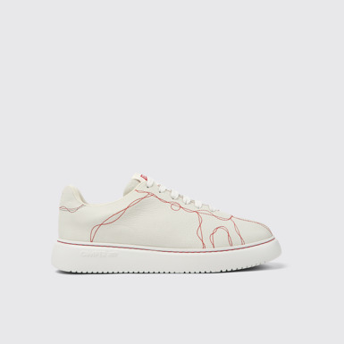 Side view of Twins White Leather Sneaker for Men